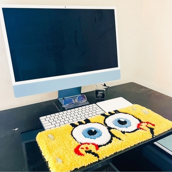 CUSTOM Tufted Keyboard Rug Spongebob Squarepants Size 19" by 7.5" - Picture 1 of 6